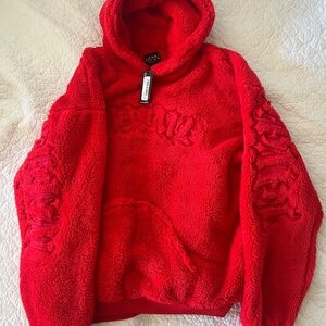 MAN boohoo - Oversized Borg Applique Hoodie and sweat Pants Size L